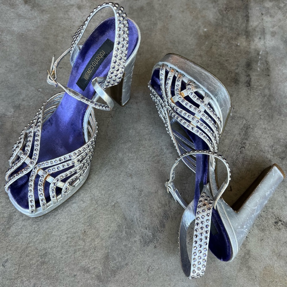 Roberto Cavalli Platforms Withe Heels & Rhineston… - image 2